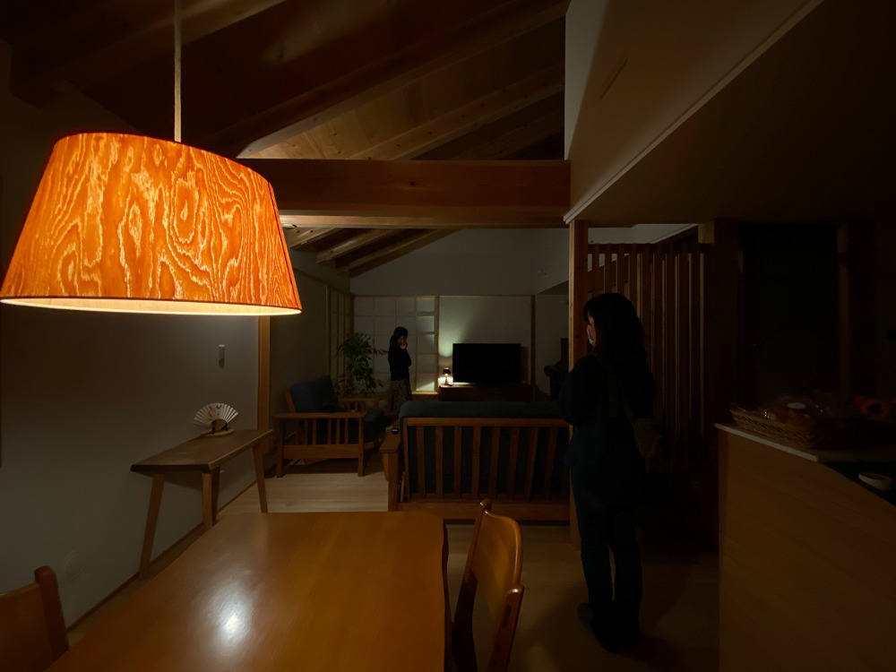 わざと暗く撮影してみると照明の数量の少なさがわかる。但し実際には全灯するとしっかりとした明るさがあるのでご安心を