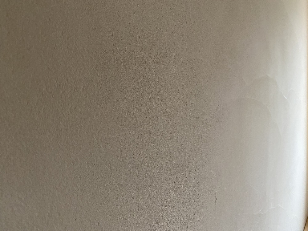 控えめな左官の塗り跡が手作りの家だと感じさせてくれる