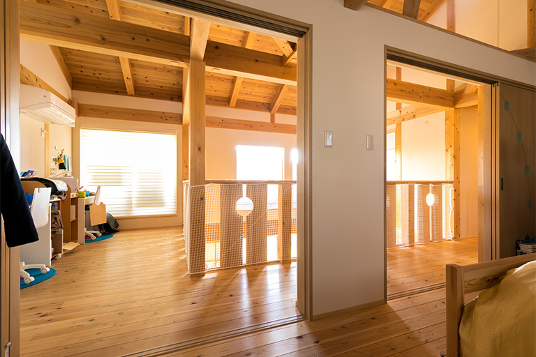 子供室とお勉強スペースは、間仕切りはせず開放的